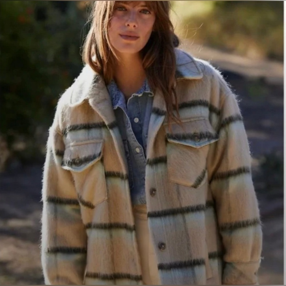 Free People Vienna Brushed Wool Shirt Jacket